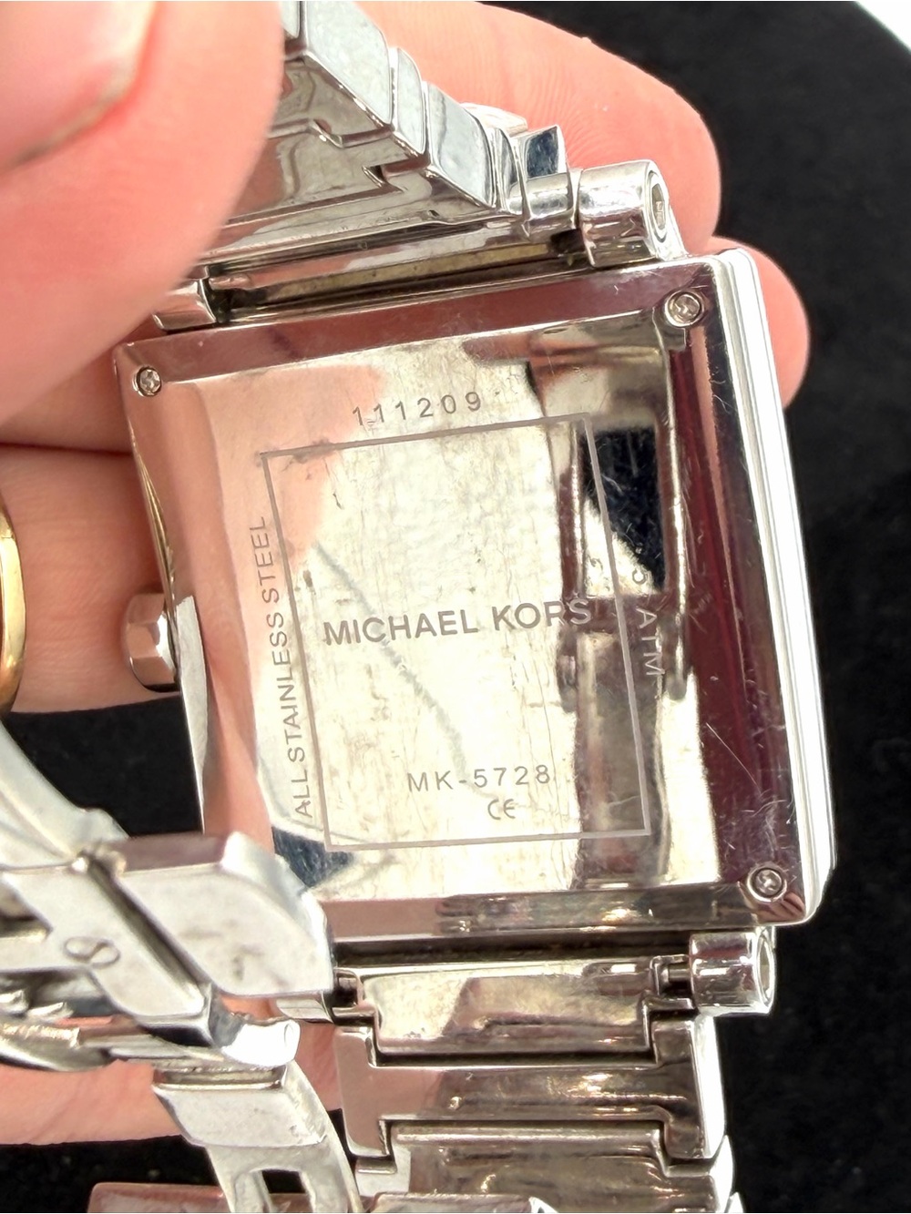 Michael Kors MK-5728 Women's Silver Crystal Pave Square Watch (Dead Battery) - Picture 12 of 15